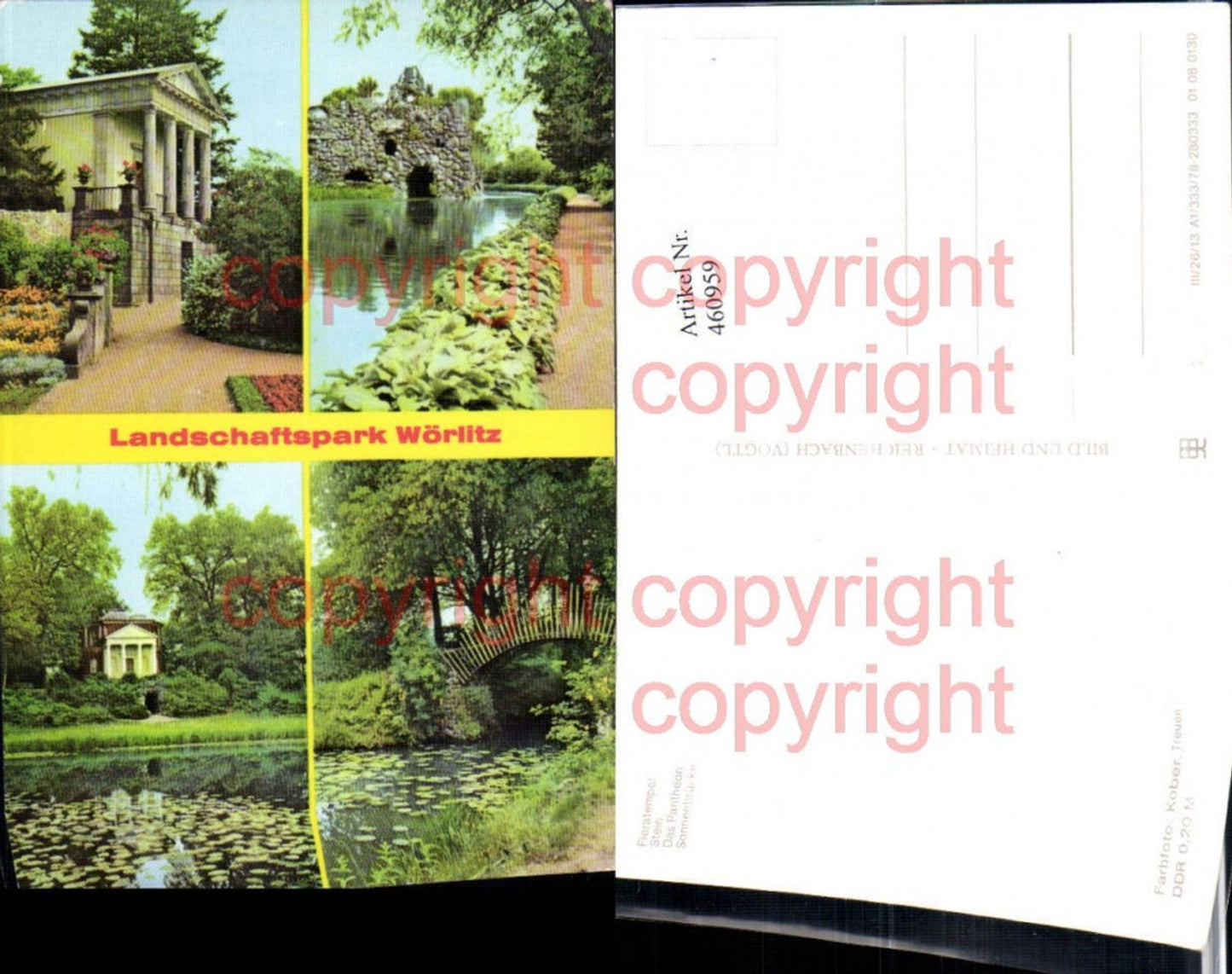 460959,Wörlitz Floratempel Stein Pantheon Mehrbildkarte pub VEB