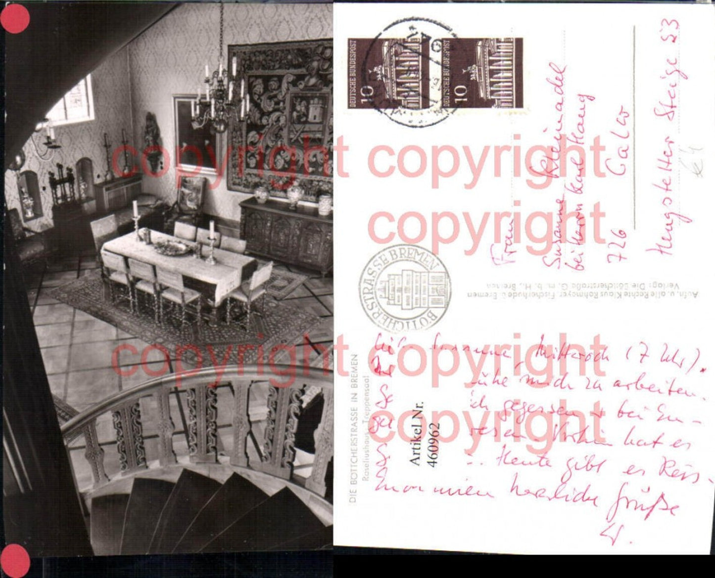 460962,Bremen Böttcherstraße Roseliushaus Treppensaal Innenansicht