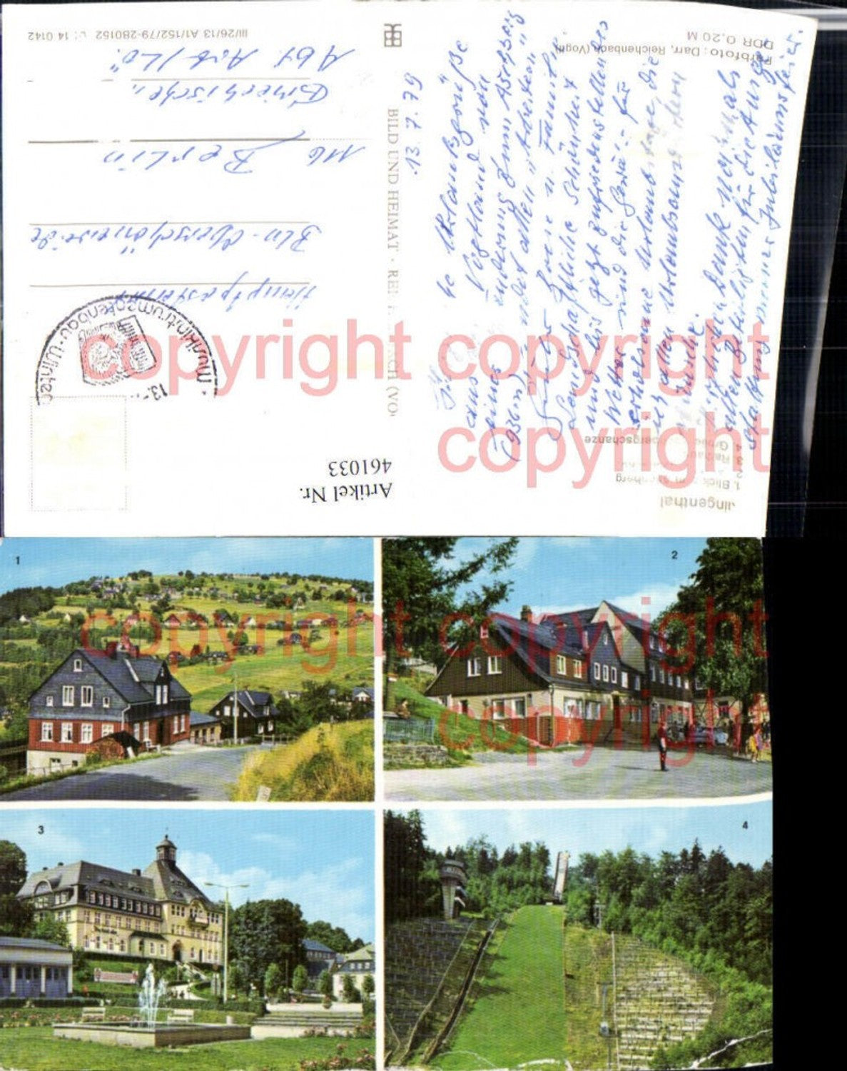 461033,Klingenthal Rathaus Aschberg-Schanze Mehrbildkarte pub VEB