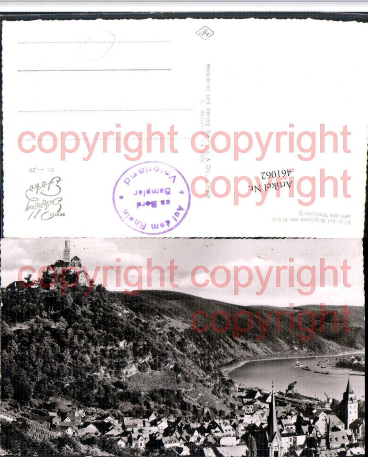 461062,Braubach am Rhein Totale m. Marksburg