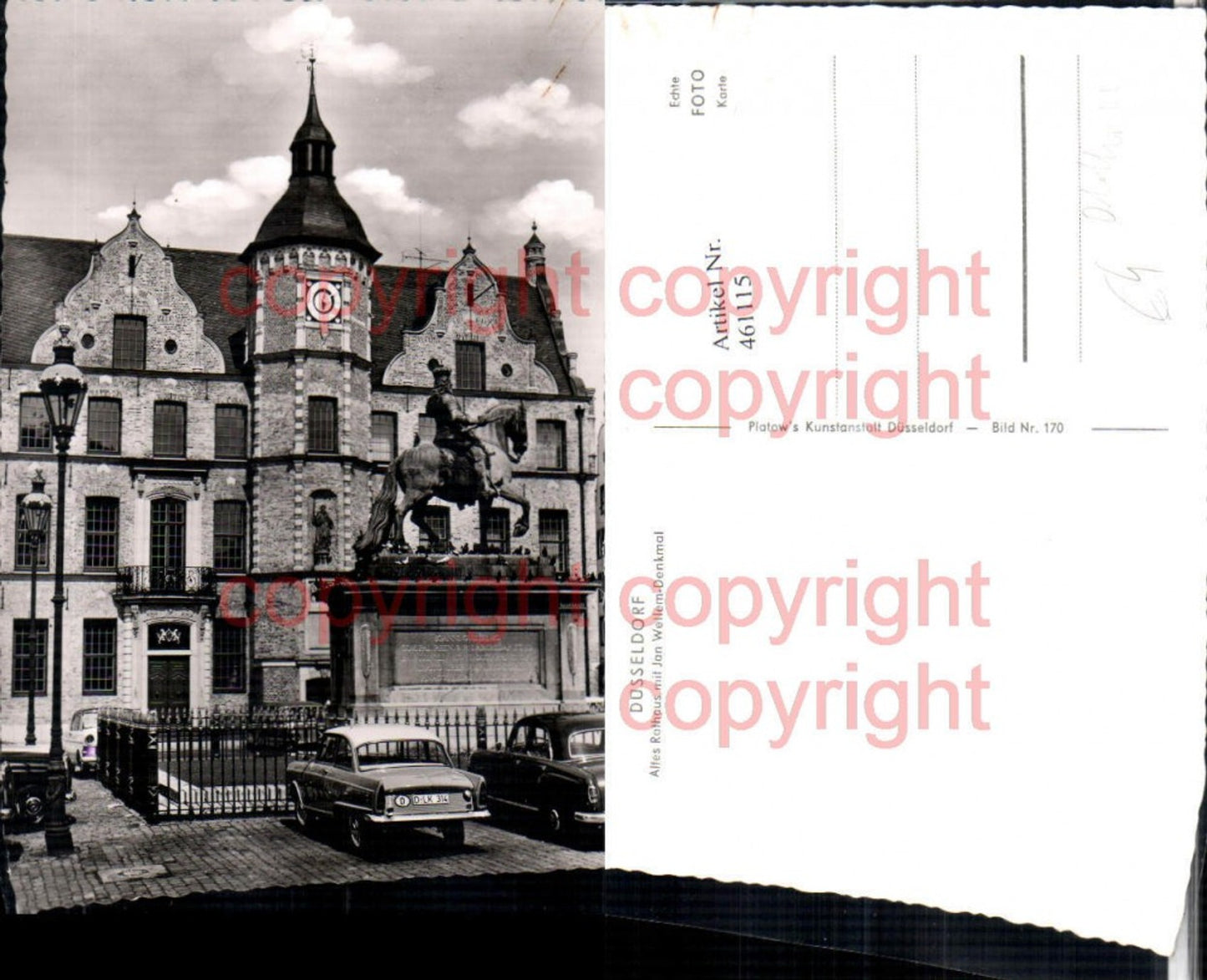 461115,Düsseldorf Altes Rathaus m. Jan Wellem-Denkmal Oldtimer