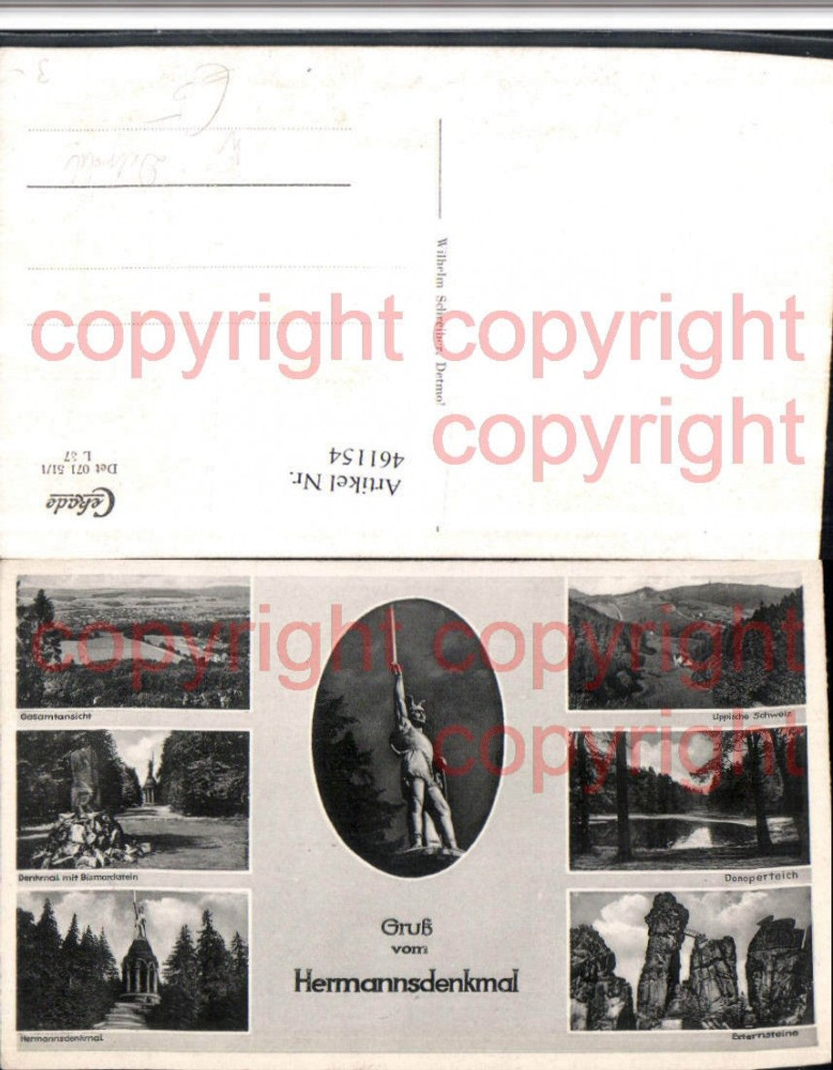 461154,Hermanns-Denkmal b. Detmold Totale Felsen Mehrbildkarte