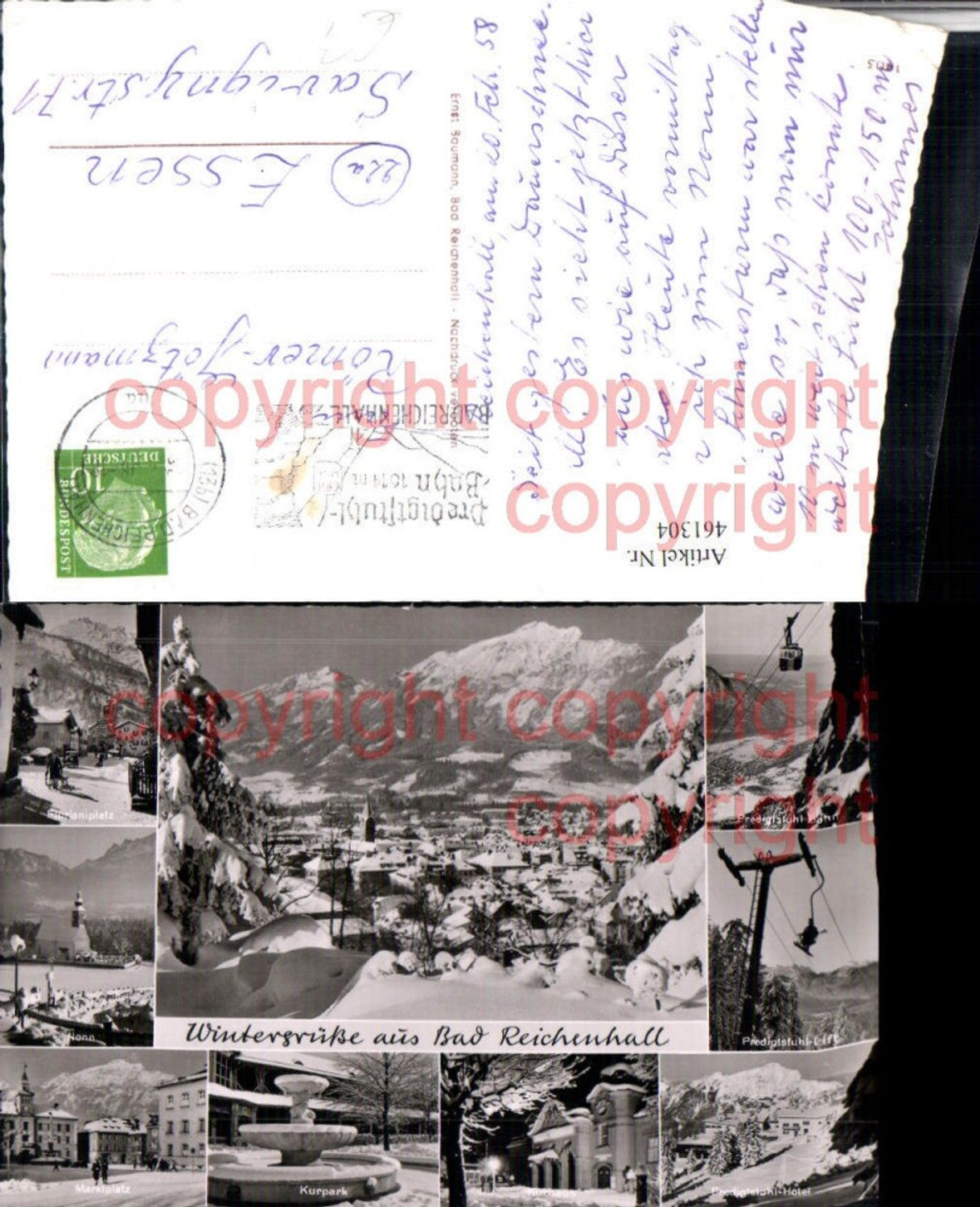 461304, Bad Reichenhall, overall view of the cable car, market square, fountain, multi-view map