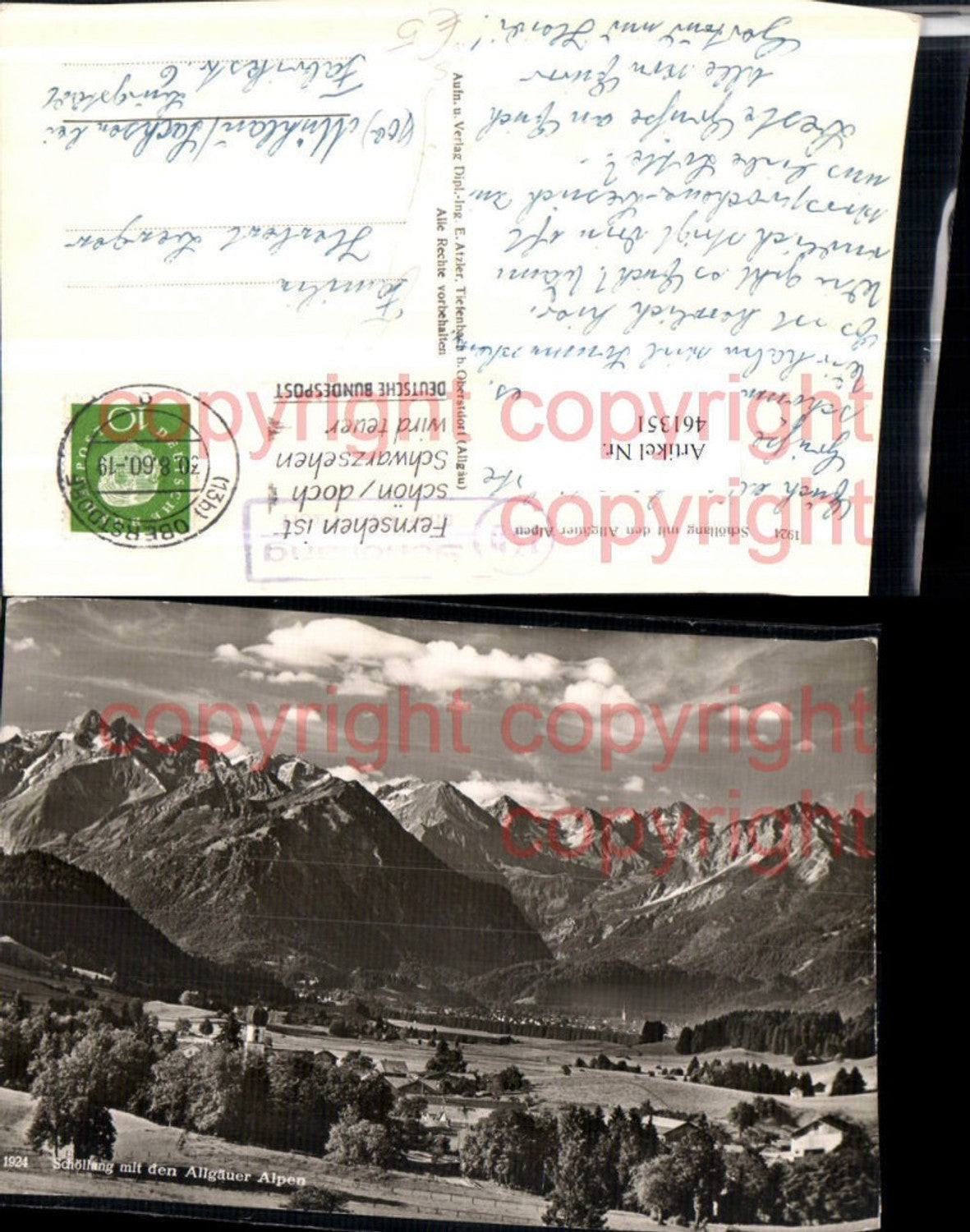 461351,Schöllang Totale m. Allgäuer Alpen Bergkulisse Bundespost Stempel