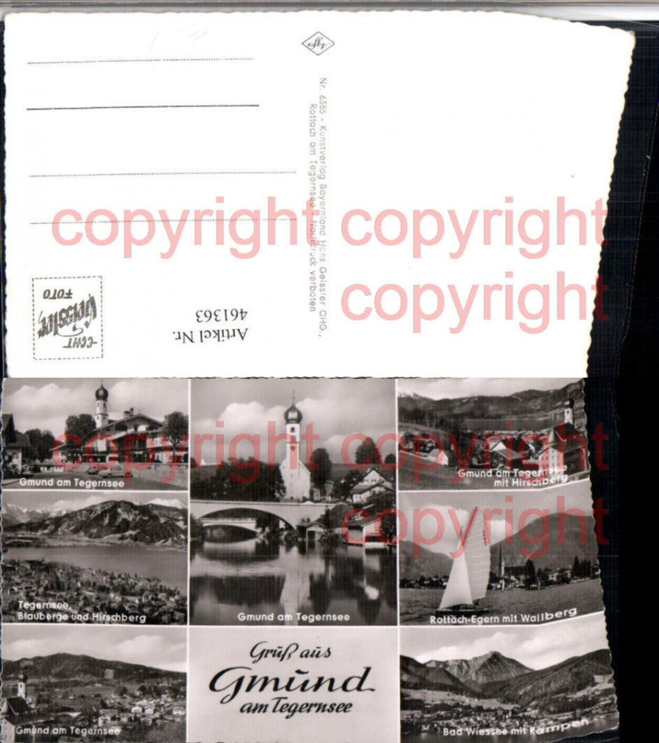 461363,Gmund am Tegernsee Totale Kirche Segelboot Mehrbildkarte