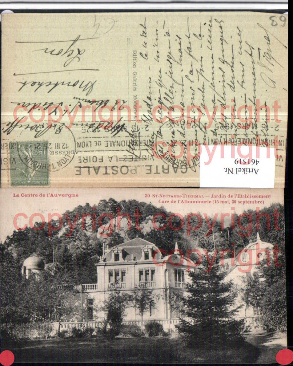 461519,Auvergne Puy-de-Dome St-Nectaire-Thermal Etablissement Jardin