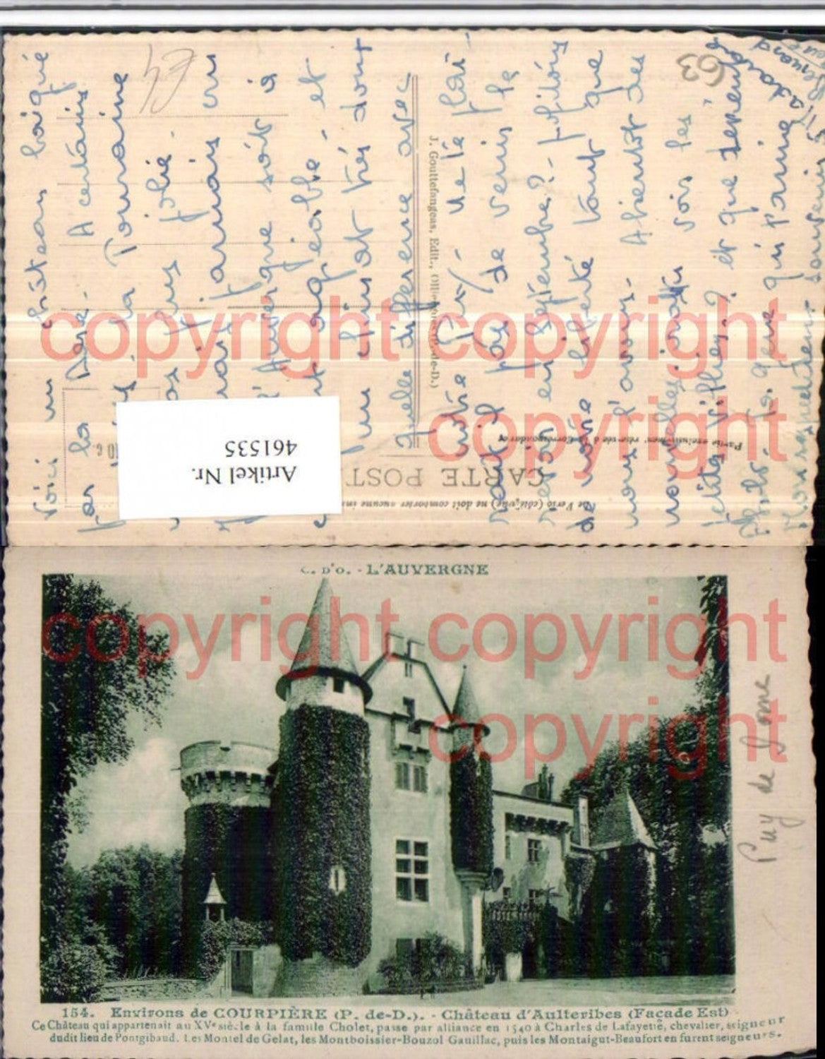 461535,Auvergne Puy-de-Dome Courpiere Chateau Aulteribes Schloss