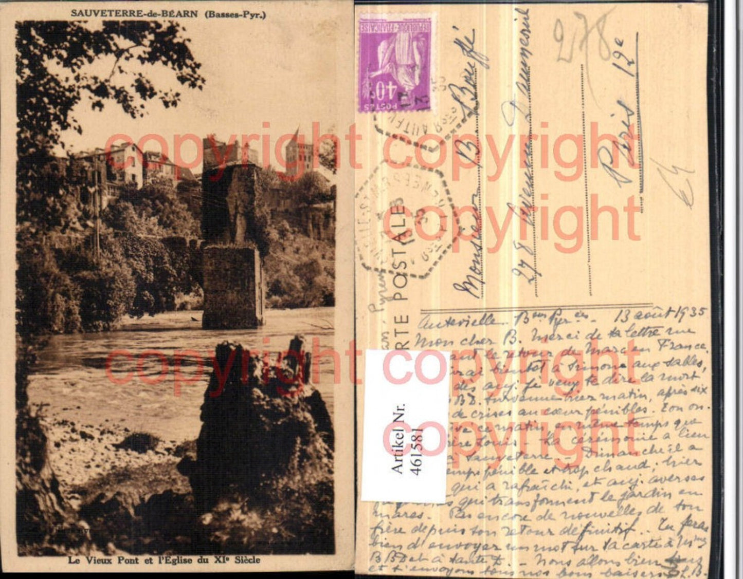 461581,Aquitanien Pyrenees-Atlantiques Sauveterre-de-Bearn Pont et Eglise Kirche