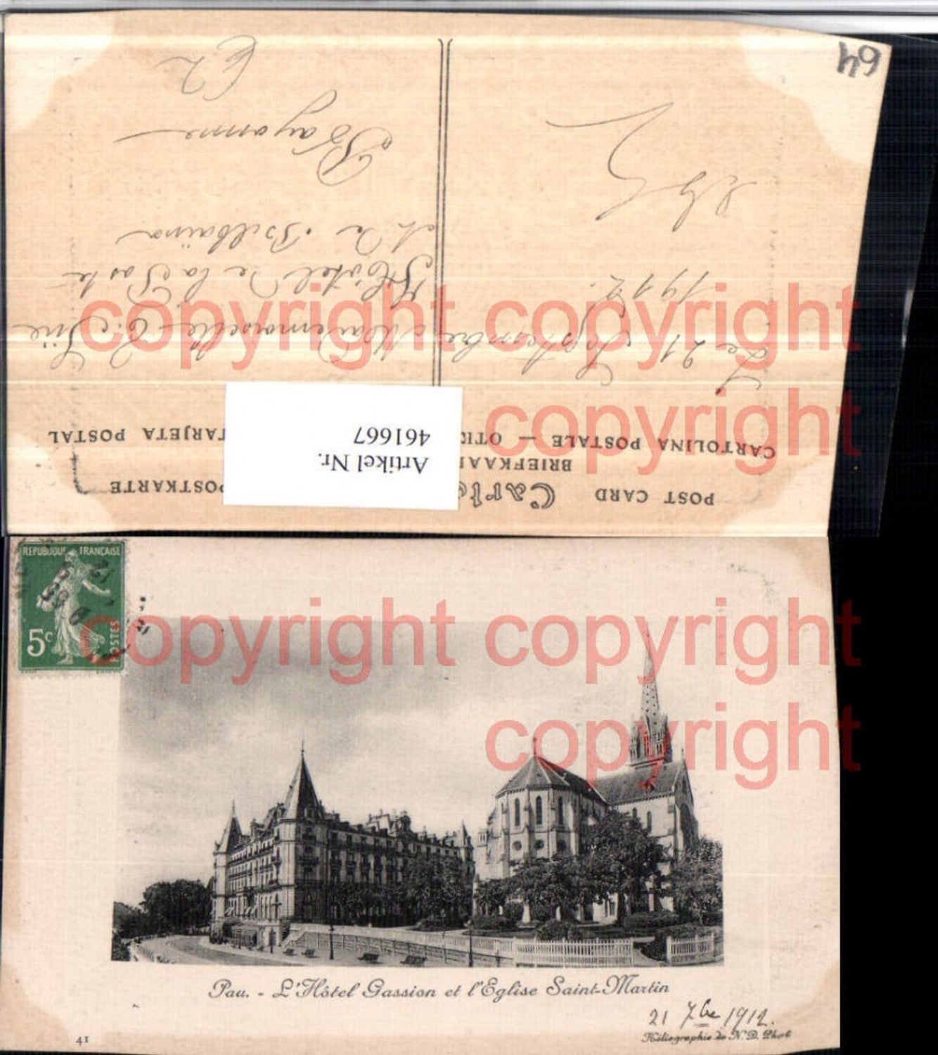 461667,Aquitanien Pyrenees-Atlantiques Pau Hotel Gassion et Eglise St-Martin Kirche