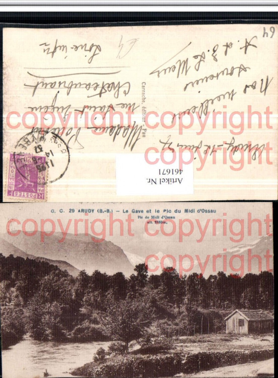 461671,Aquitanien Pyrenees-Atlantiques Arudy Gave et Pic Midi Ossau Bergkulisse