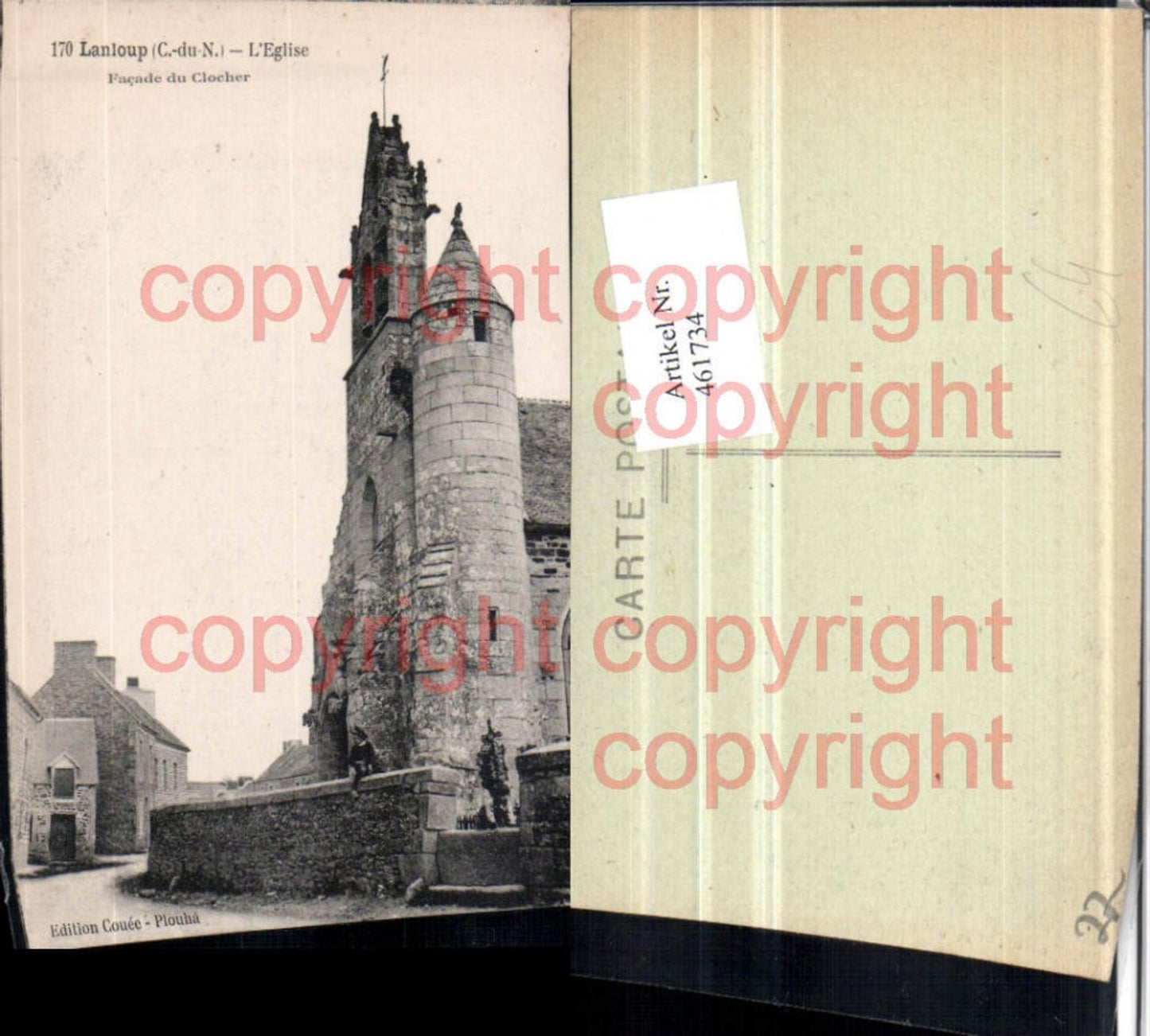 461734,Bretagne Cote-Amor Lanloup Eglise Clocher Kirche Turm