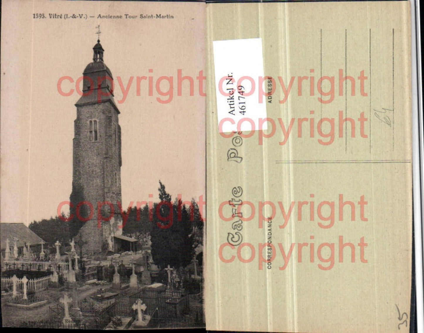 461749,Bretagne Illet-et-Vilaine Vitre Tour Saint-Martin Turm Friedhof