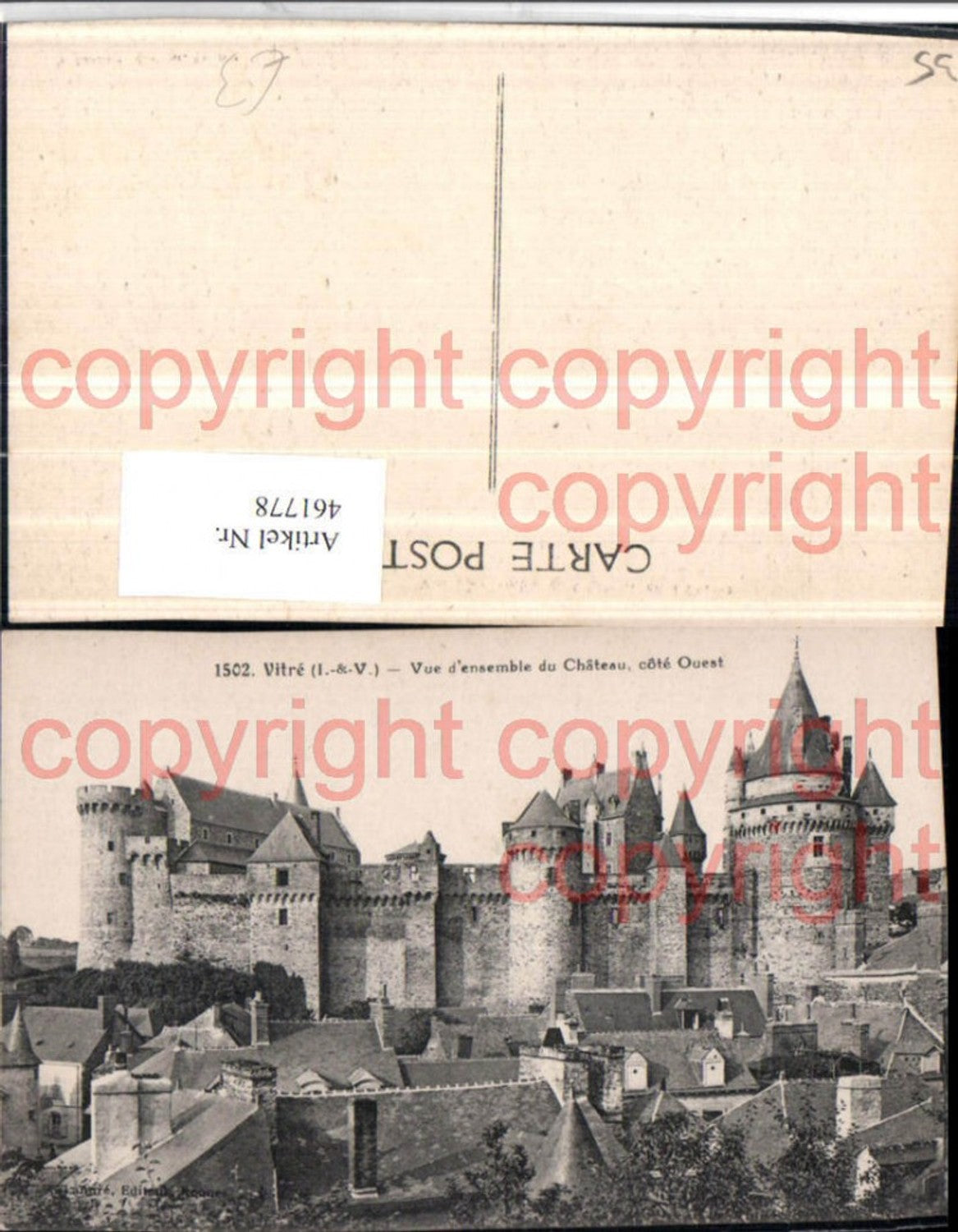 461778,Bretagne Ille-et-Vilaine Vitre Chateau Schloss