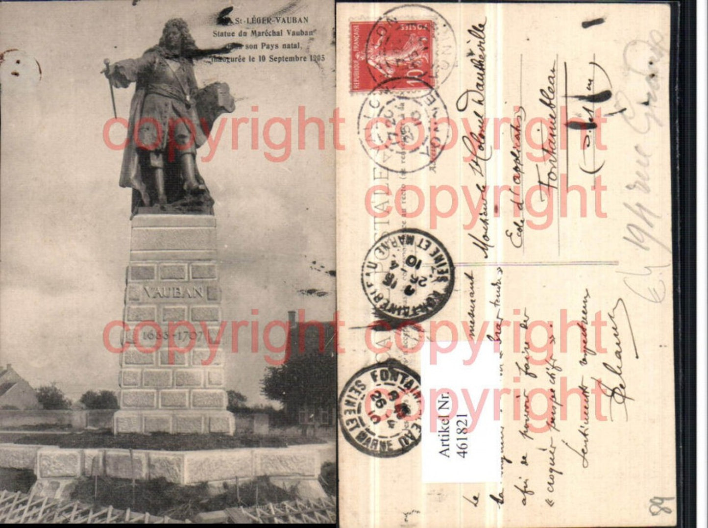461821,Burgund Yonne St-Leger-Vauban Statue Marechal Vauban Denkmal