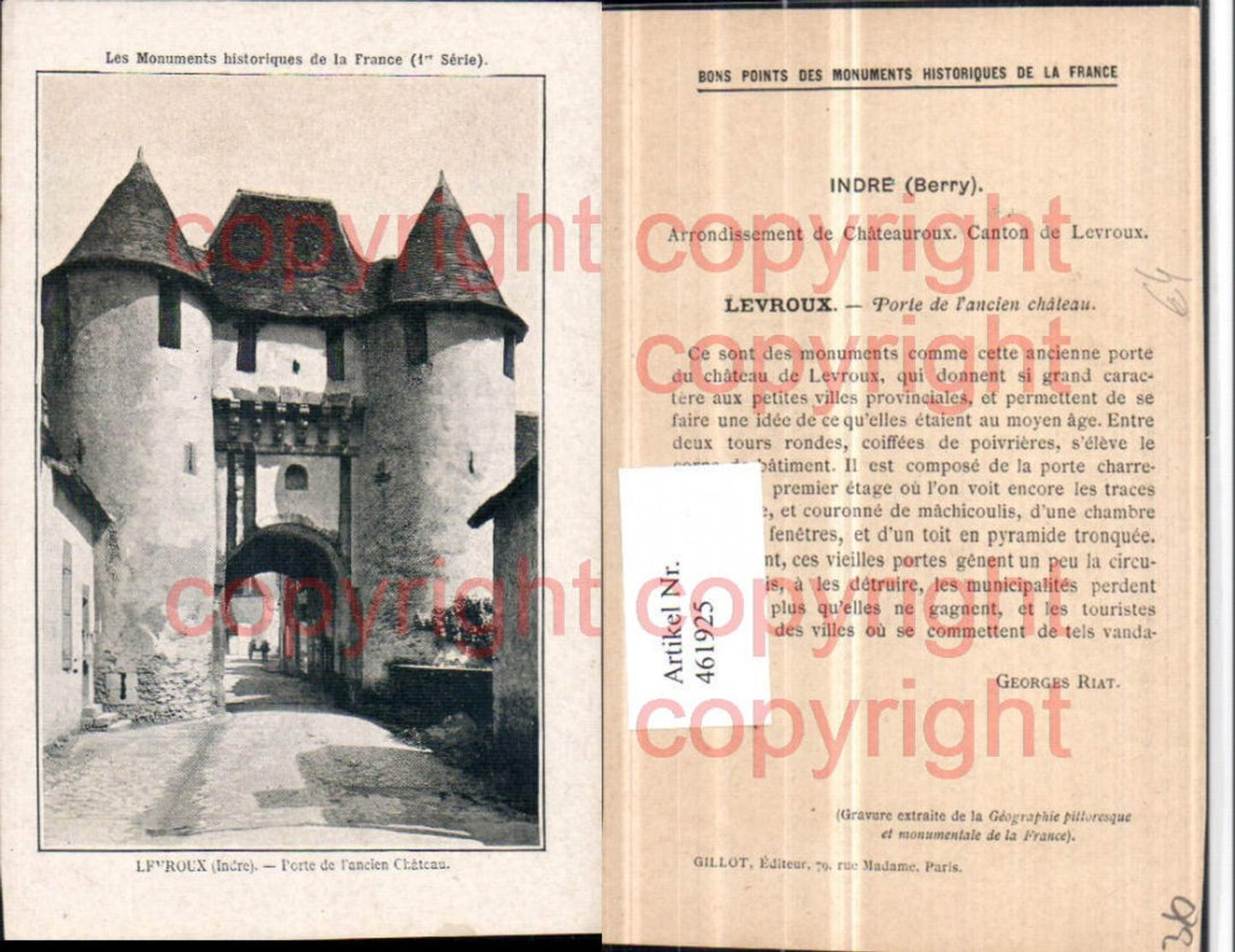 461925,Centre Indre Levroux Porte de Chateau Castle gate