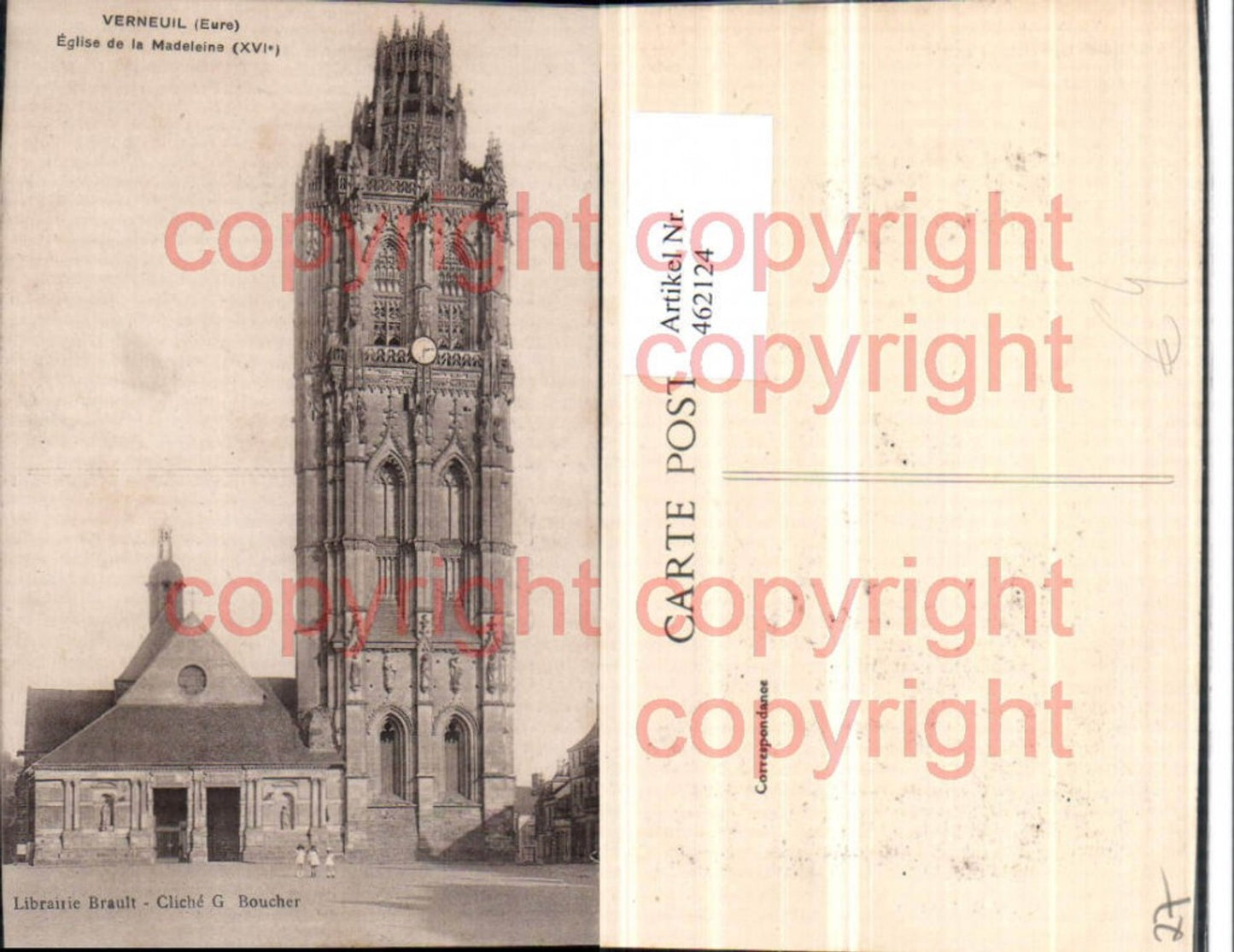 462124,Haute-Normandie Eure Verneuil Eglise Madeleine Kirche Turm