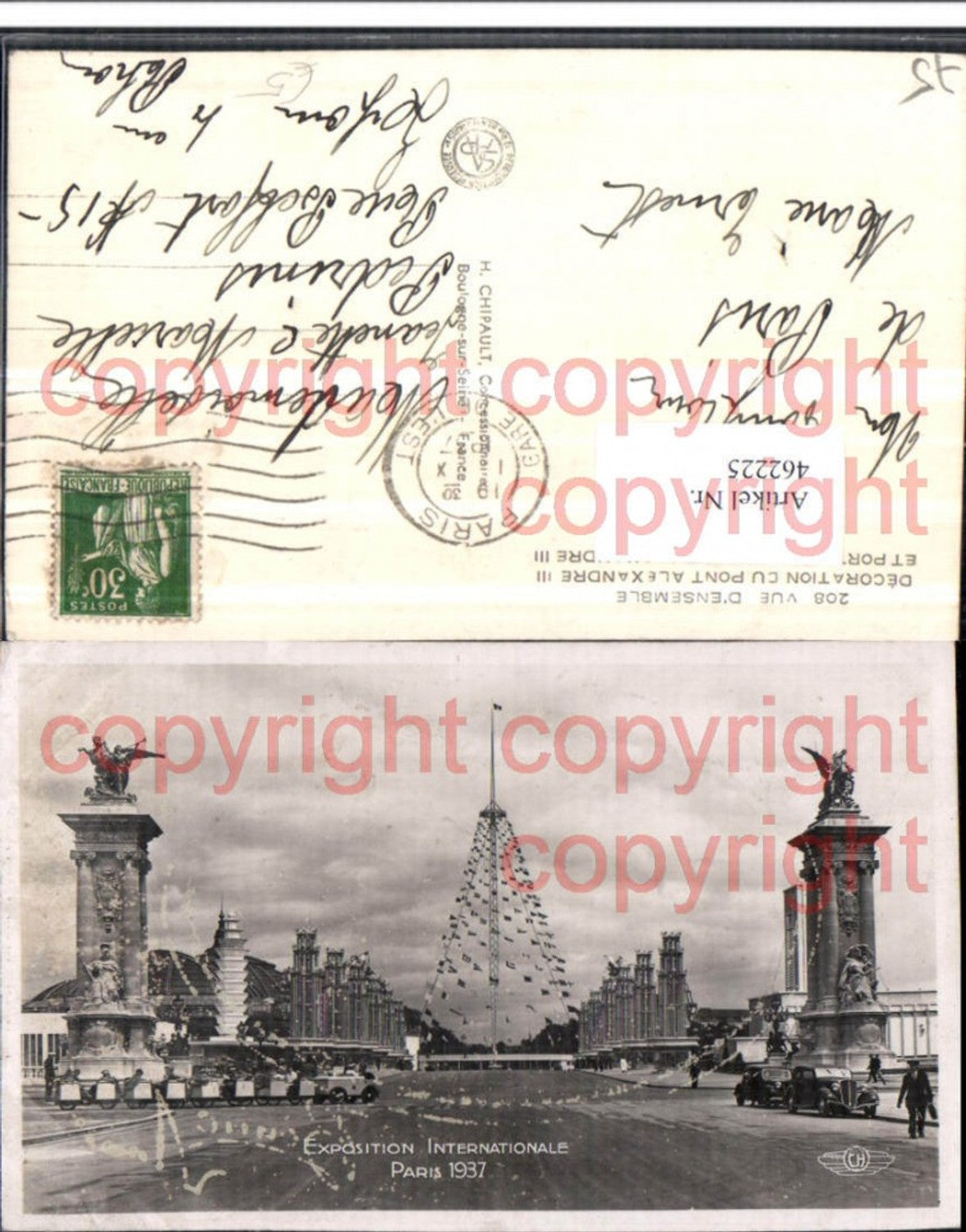 462225,Ile-de-France Paris Exposition Internationale 1937 Ecoration Pont Alexandre