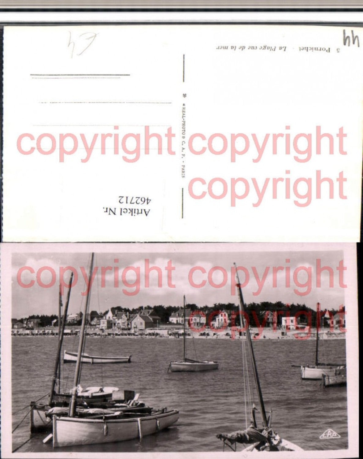 462712,Pays de la Loire Loire-Atlantique Pornichet Plage vue de la mer Strand Boote