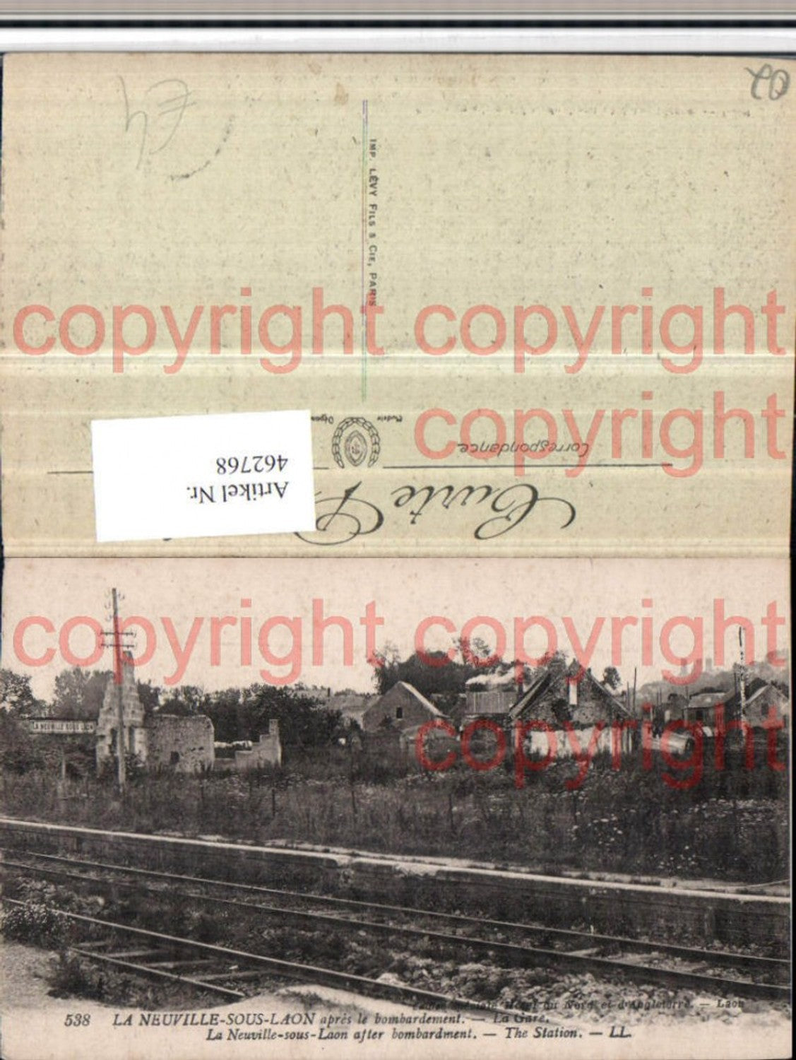 462768,Picardie Aisne Neuville-sous-Laon bombardement Gare Bahnhof Zerstörung