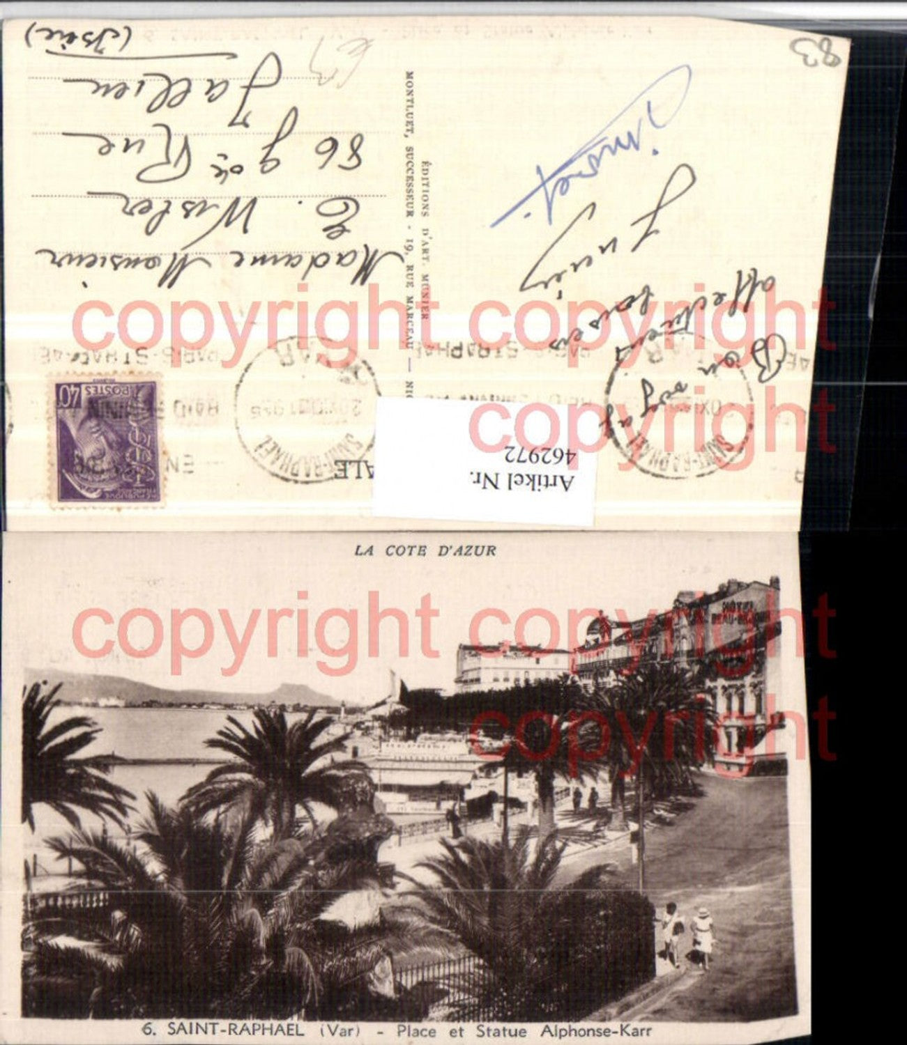 462972,Provence-Alpes-Cote-Azur Var Saint-Raphael Place et Statue Aphonse-Karr