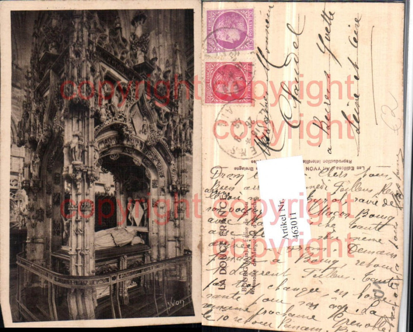 463011,Rhone-Alpes Ain Bourg Eglise de Brou Mausolee Marguerite Autriche Grabmal