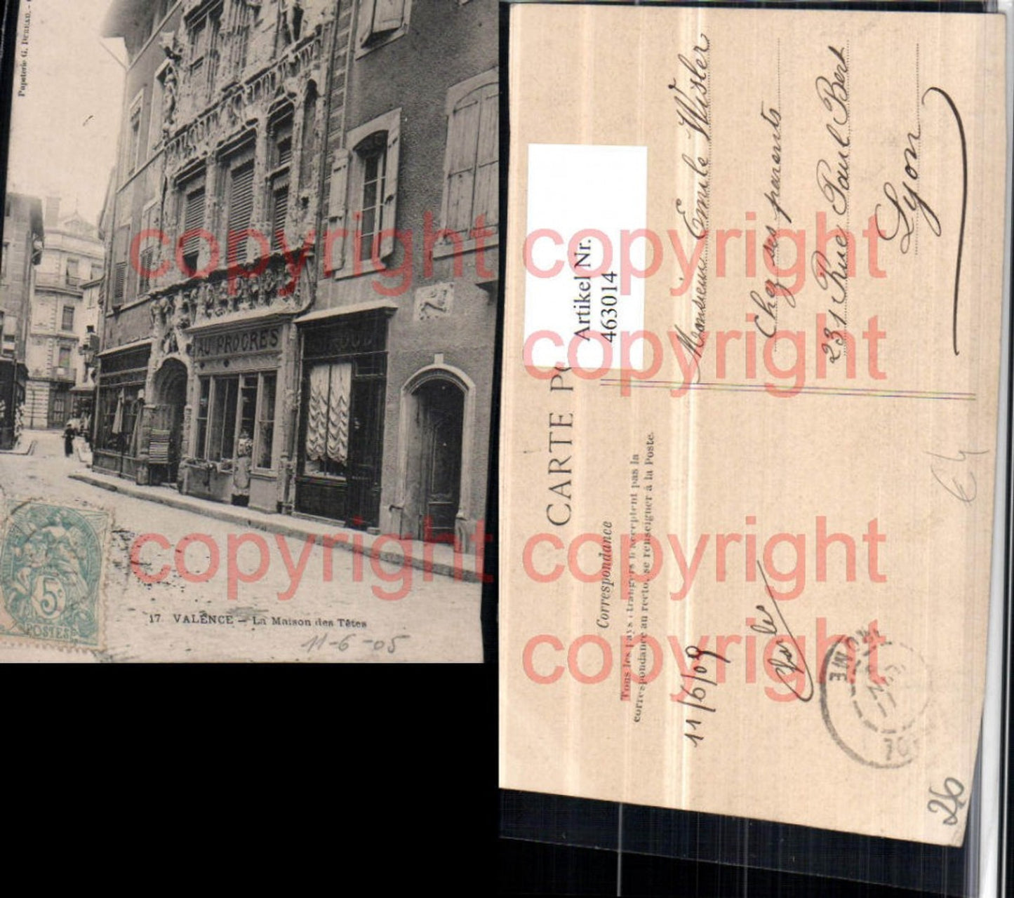 463014,Rhone-Alpes Drome Valence Maison des Tetes Haus Straßenansicht