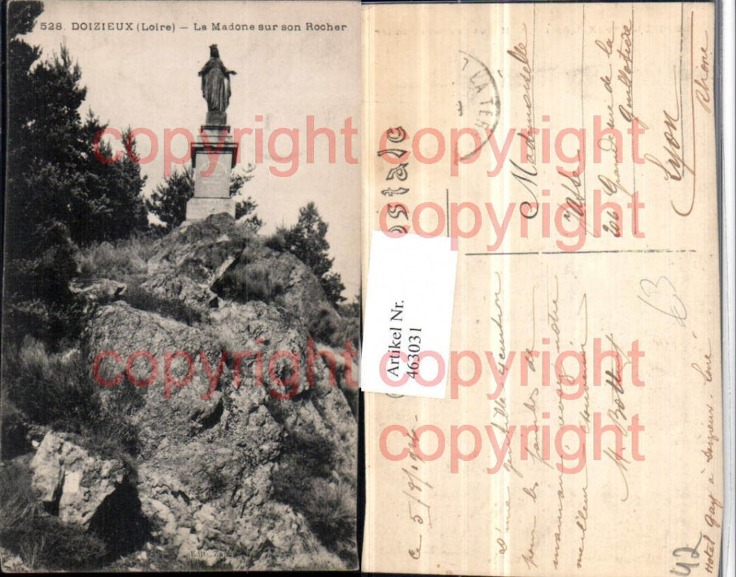463031,Rhone-Alpes Loire Doizieux Madone sur son Rocher Statue Felsen