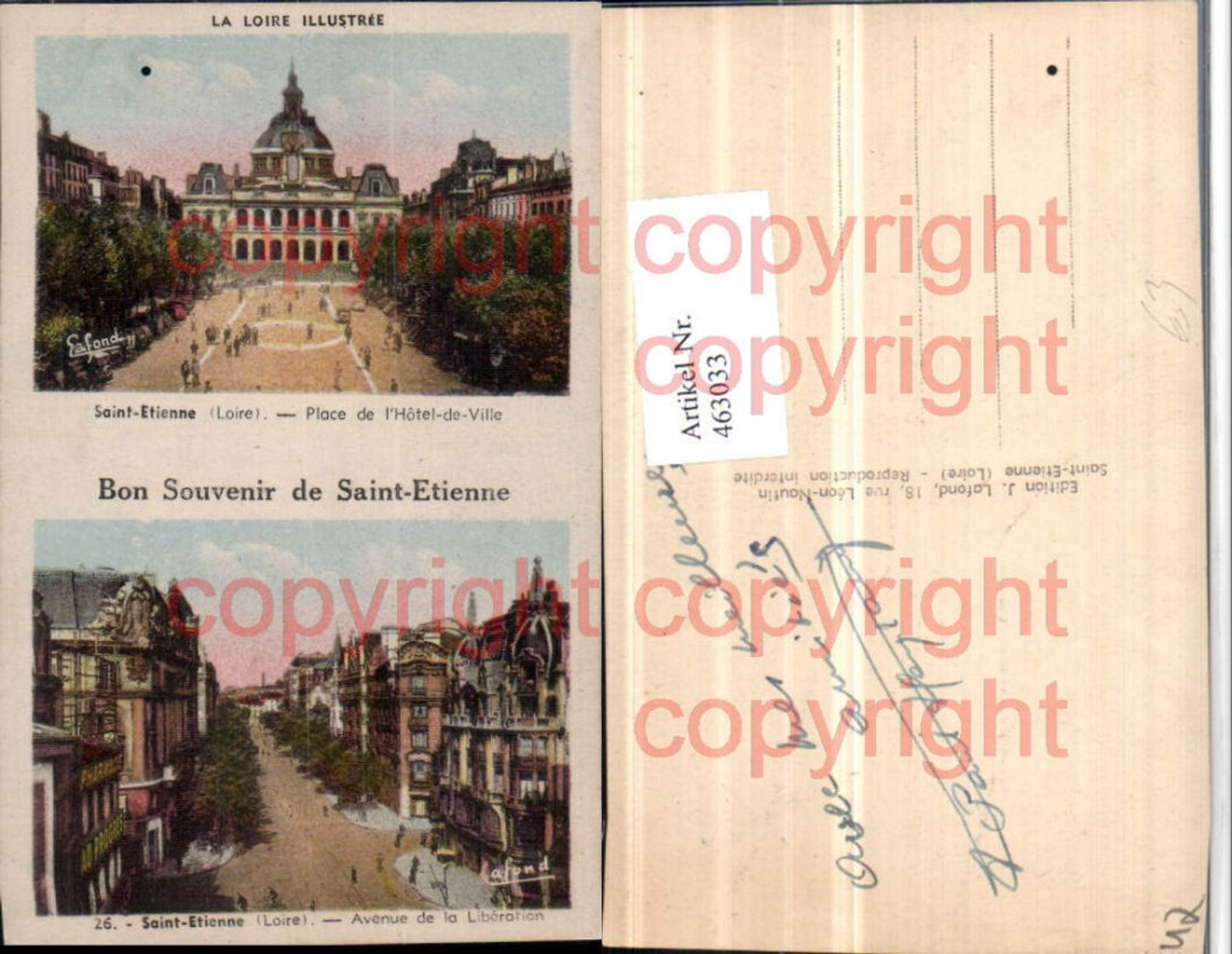 463033,Rhone-Alpes Loire Saint-Etienne Hotel de Ville Rathaus Avenue Mehrbildkarte