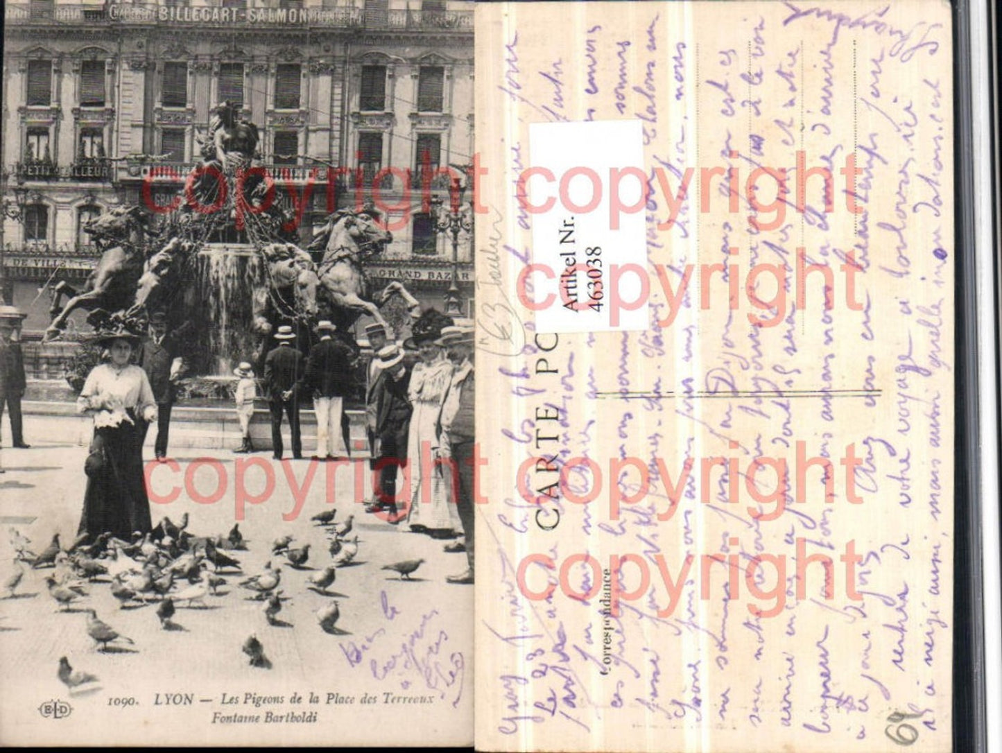 463038,Rhone-Alpes Rhone Lyon Les Pigeons de la Place Terreaux Tauben Brunnen