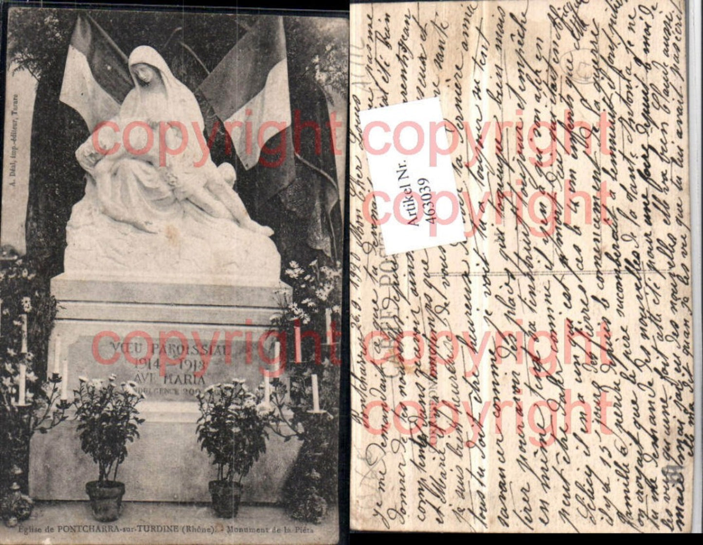 463039,Rhone-Alpes Rhone Eglise Pontcharra-sur-Turdine Monument Pieta Statue