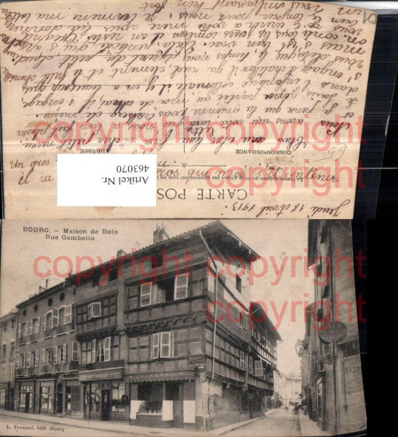 463070,Rhone-Alpes Ain Bourg Maison de Bois Rue Gambetta Straßenansicht