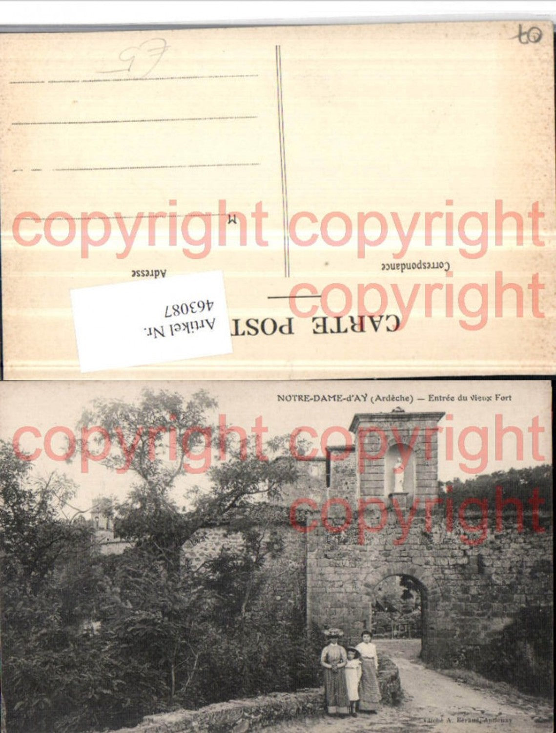 463087,Rhone-Alpes Ardeche Notre-Dame-d'Ay Entree vieux Fort Tor
