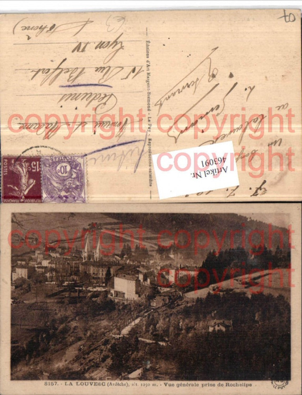 463091,Rhone-Alpes Ardeche Louvesc Vue generale prise de Rochelipe Totale