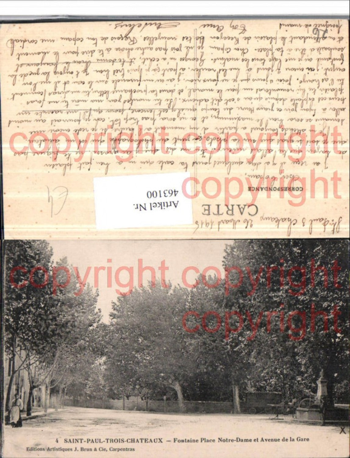 463100,Rhone-Alpes Drome St-Paul-Trois-Chateaux Fontaine Place Notre-Dame Brunnen