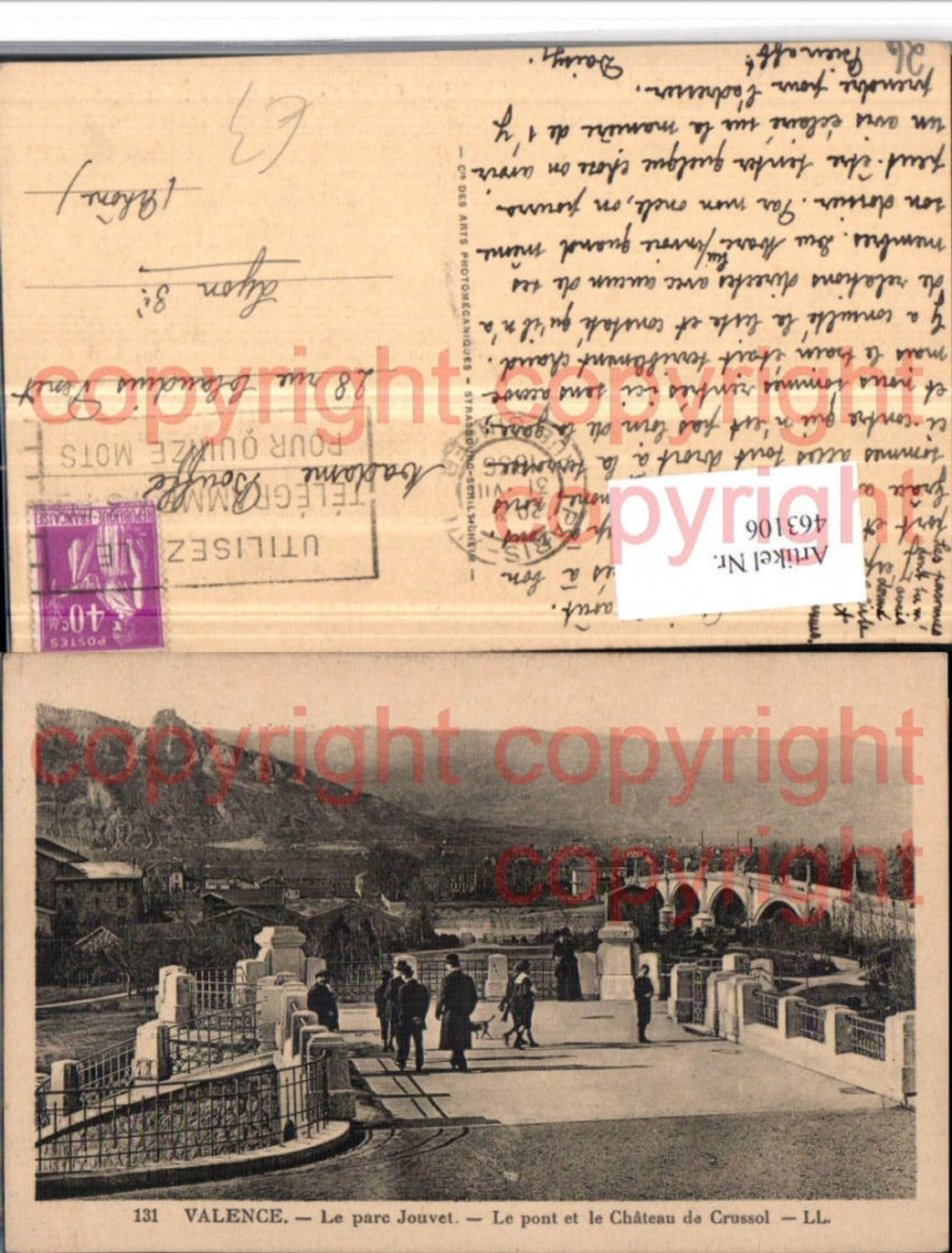 463106,Rhone-Alpes Drome Valence Parc Jouvet Pont et le Chateau Brücke