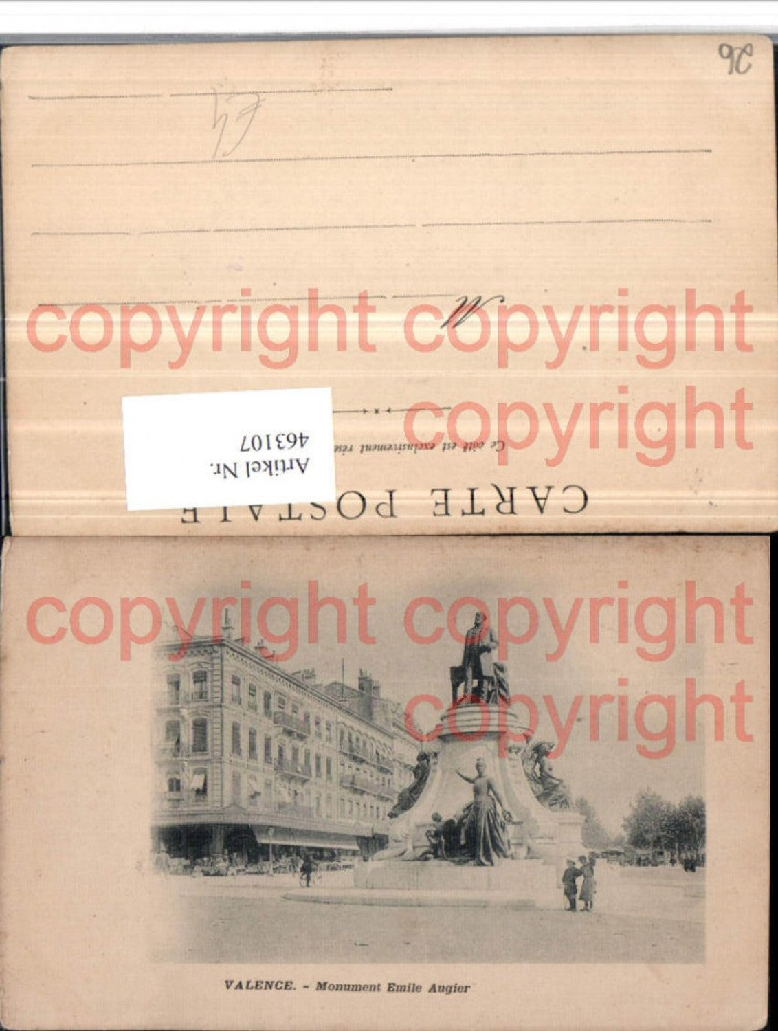 463107,Rhone-Alpes Drome Valence Monument Emile Augier Statue