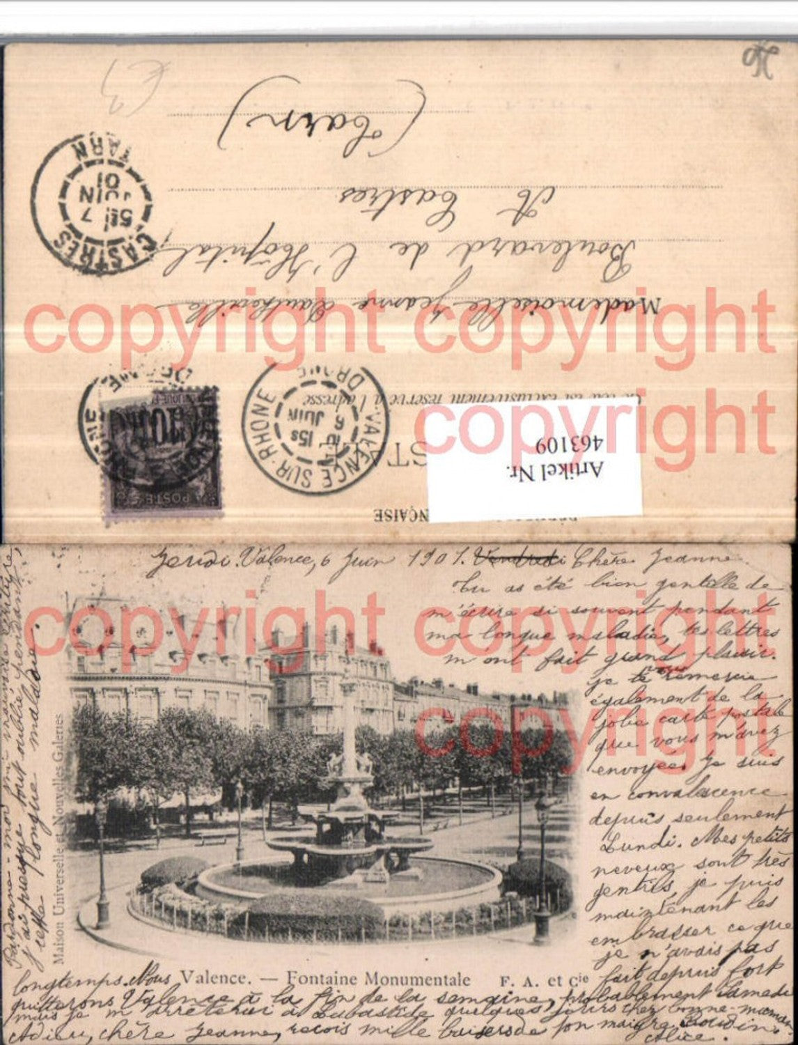 463109,Rhone-Alpes Drome Valence Fontaine Monumentale Brunnen