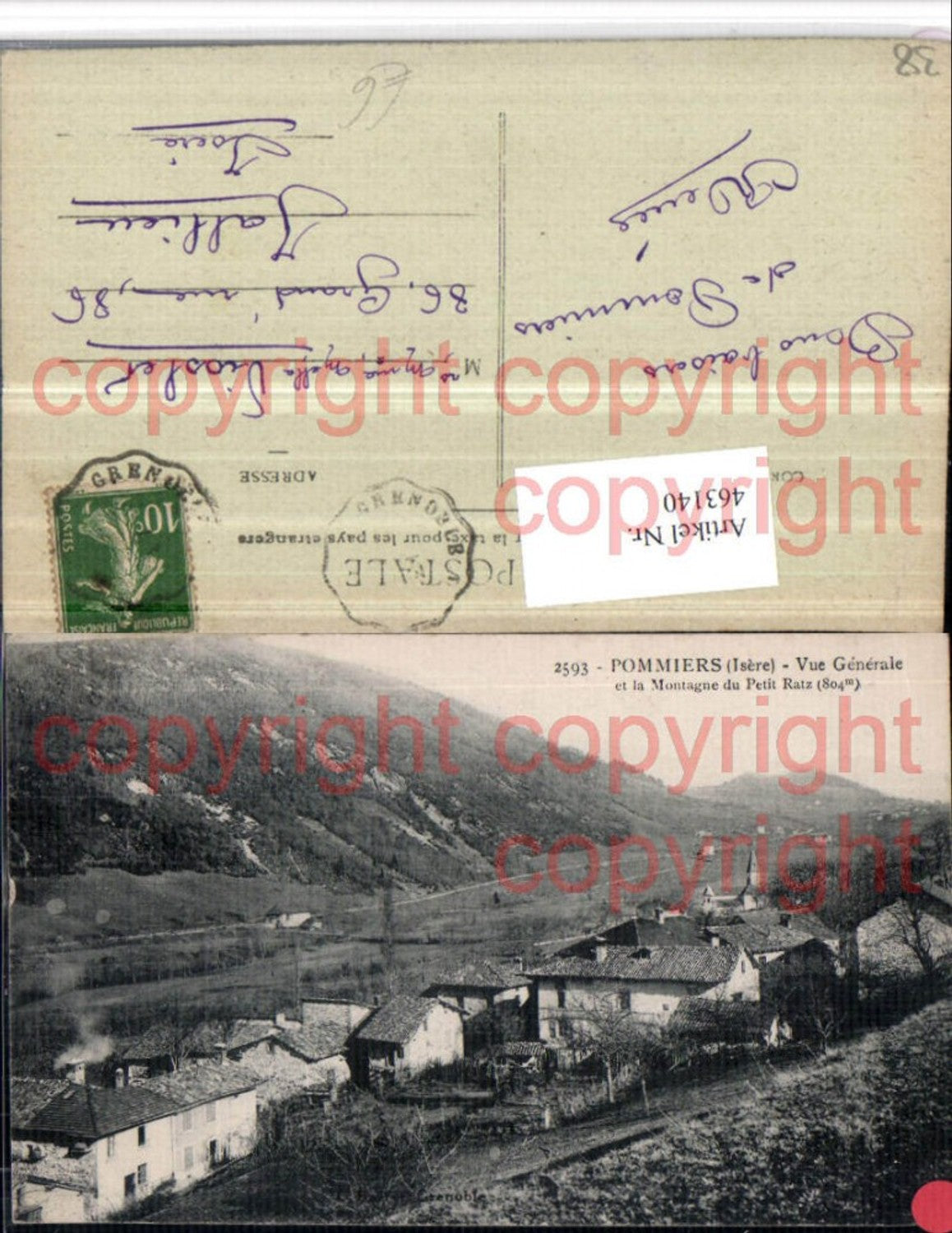 463140,Rhone-Alpes Isere Pommiers Vue Generale et Montagne Petit Ratz Totale