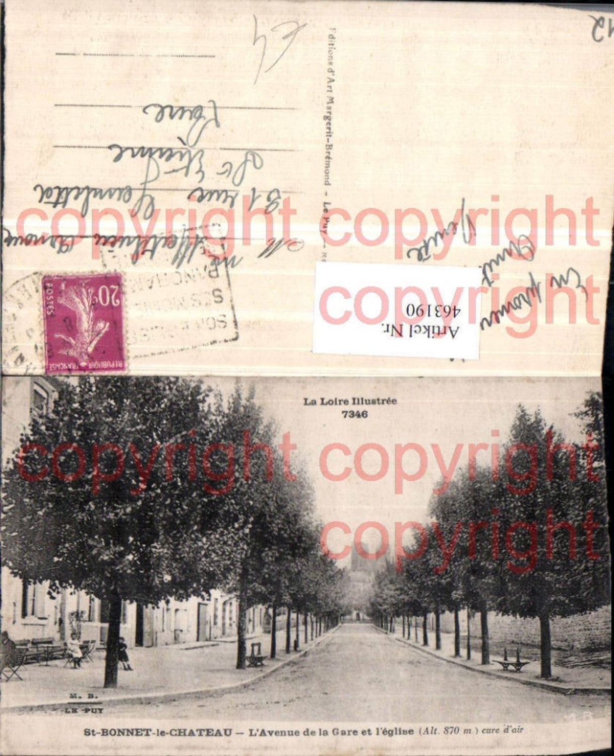 463190,Rhone-Alpes Loire St-Bonnet-le-Chateau Avenue Gare et Eglise Allee