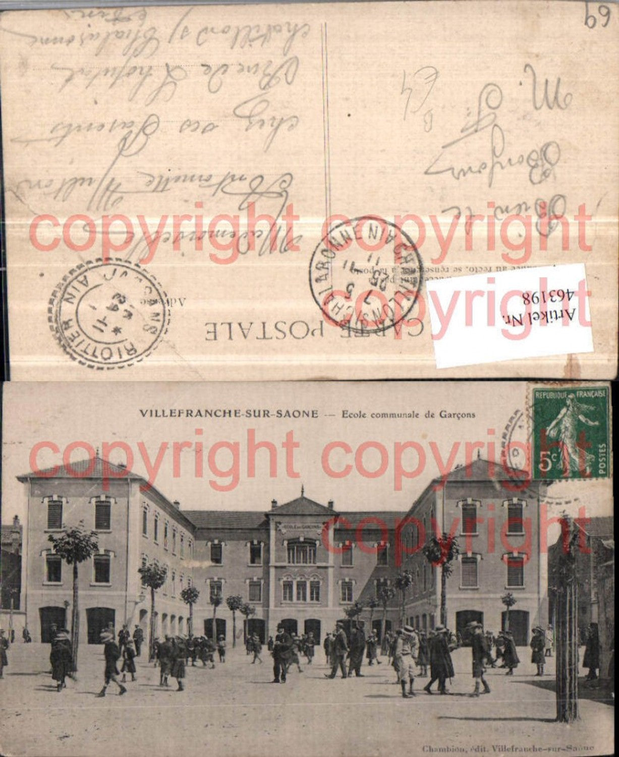 463198,Rhone-Alpes Rhone Villefranche-sur-Saone Ecole communale Garcons Schule