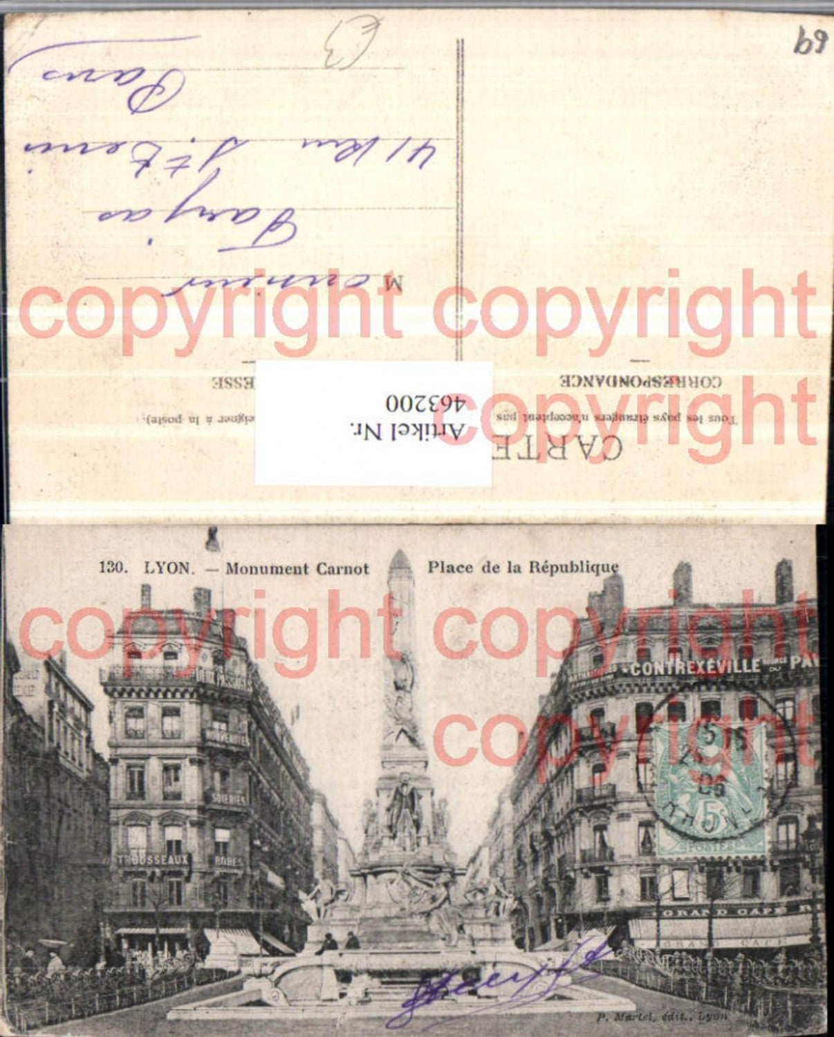 463200,Rhone-Alpes Rhone Lyon Place Republique Monument Carnot