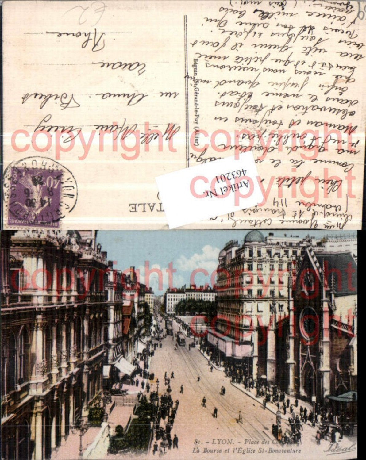 463201,Rhone-Alpes Rhone Lyon Place Bourse et Eglise St-Bonaventure Straße