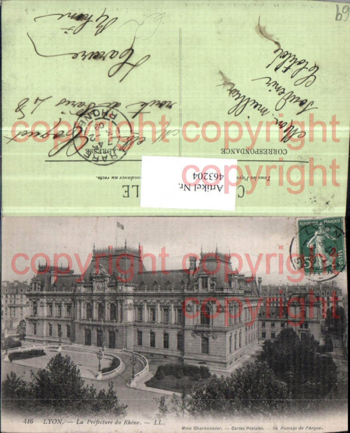 463204,Rhone-Alpes Rhone Lyon Prefecture du Rhone Gebäude