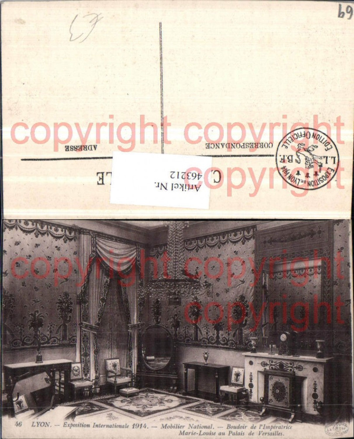463212,Rhone-Alpes Rhone Lyon Exposition Internationale 1914 Mobilier National Boudoir