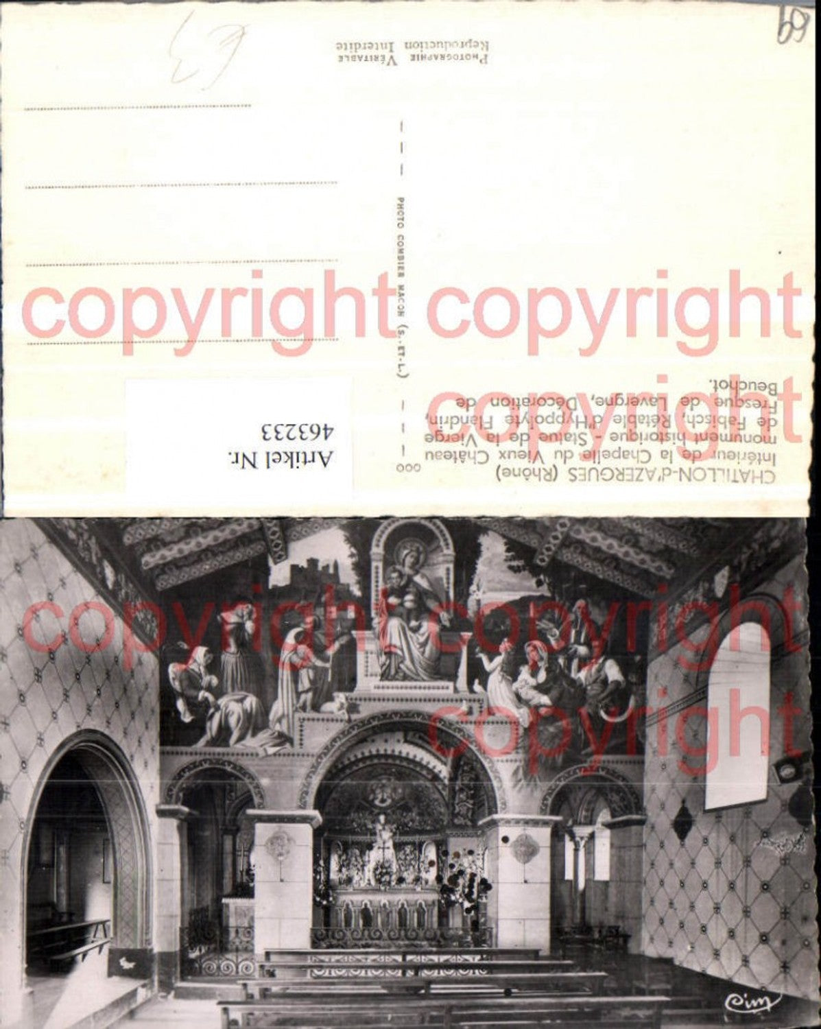 463233,Rhone-Alpes Rhone Chatillon-d'Azergues Chapelle Chateau Interieur