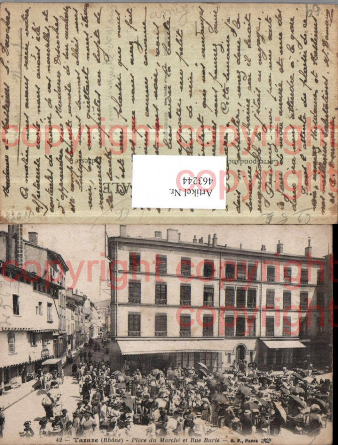 463244,Rhone-Alpes Rhone Tarare Place du Marche et Rue Burie Markt Gasse