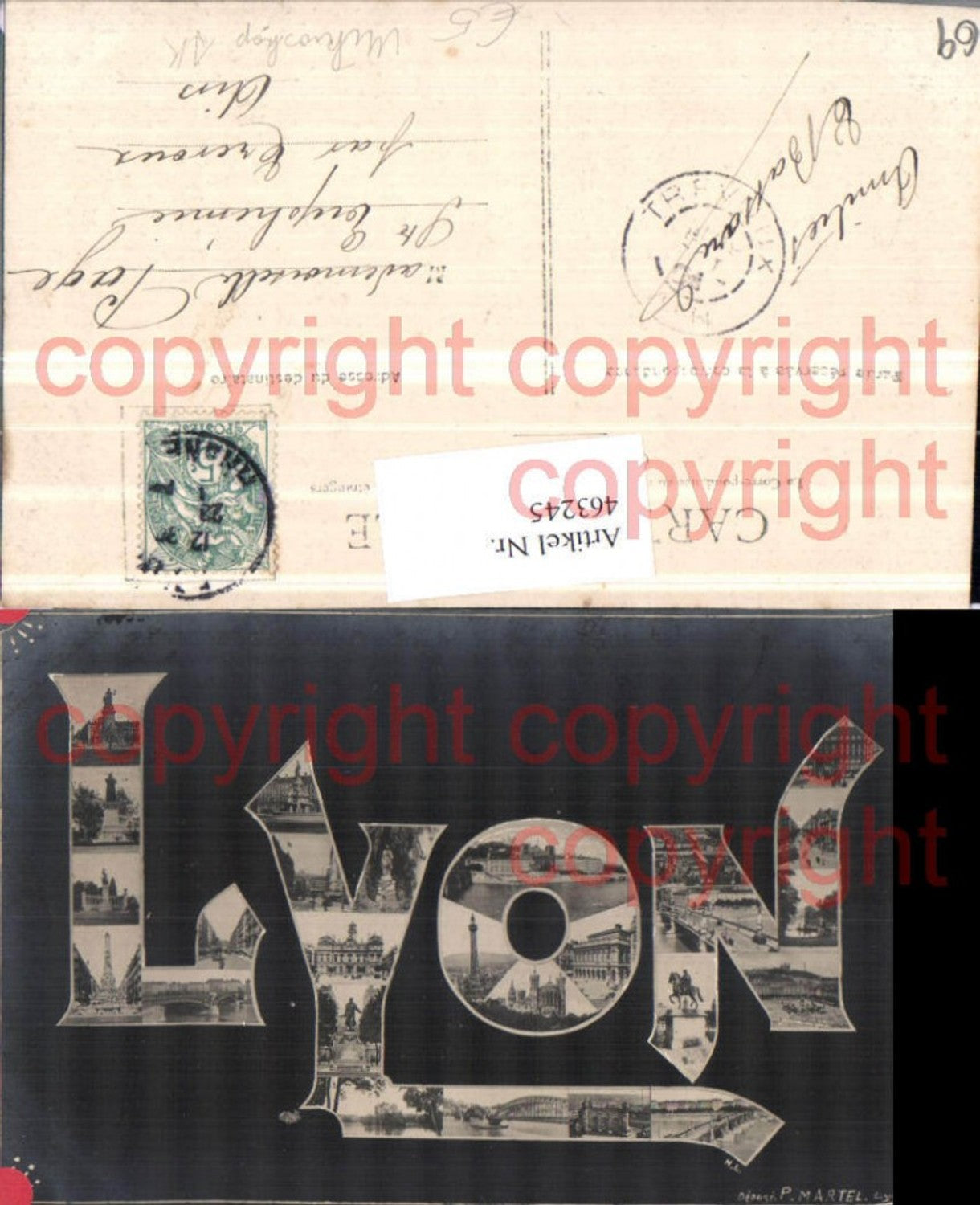 463245,Mikroskop AK Rhone-Alpes Rhone Lyon Buchstaben Collage Mehrbildkarte