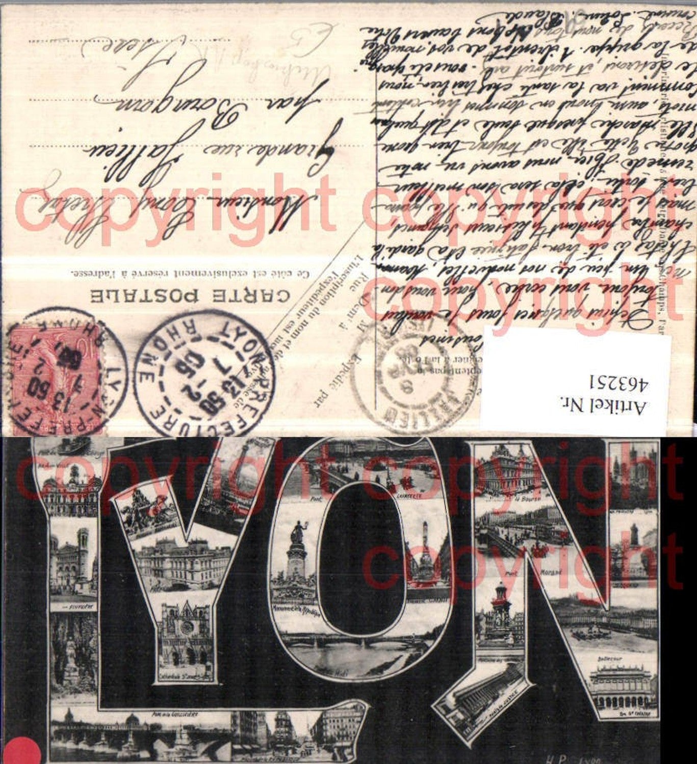 463251,Mikroskop AK Rhone-Alpes Rhone Lyon Buchstaben Collage Mehrbildkarte