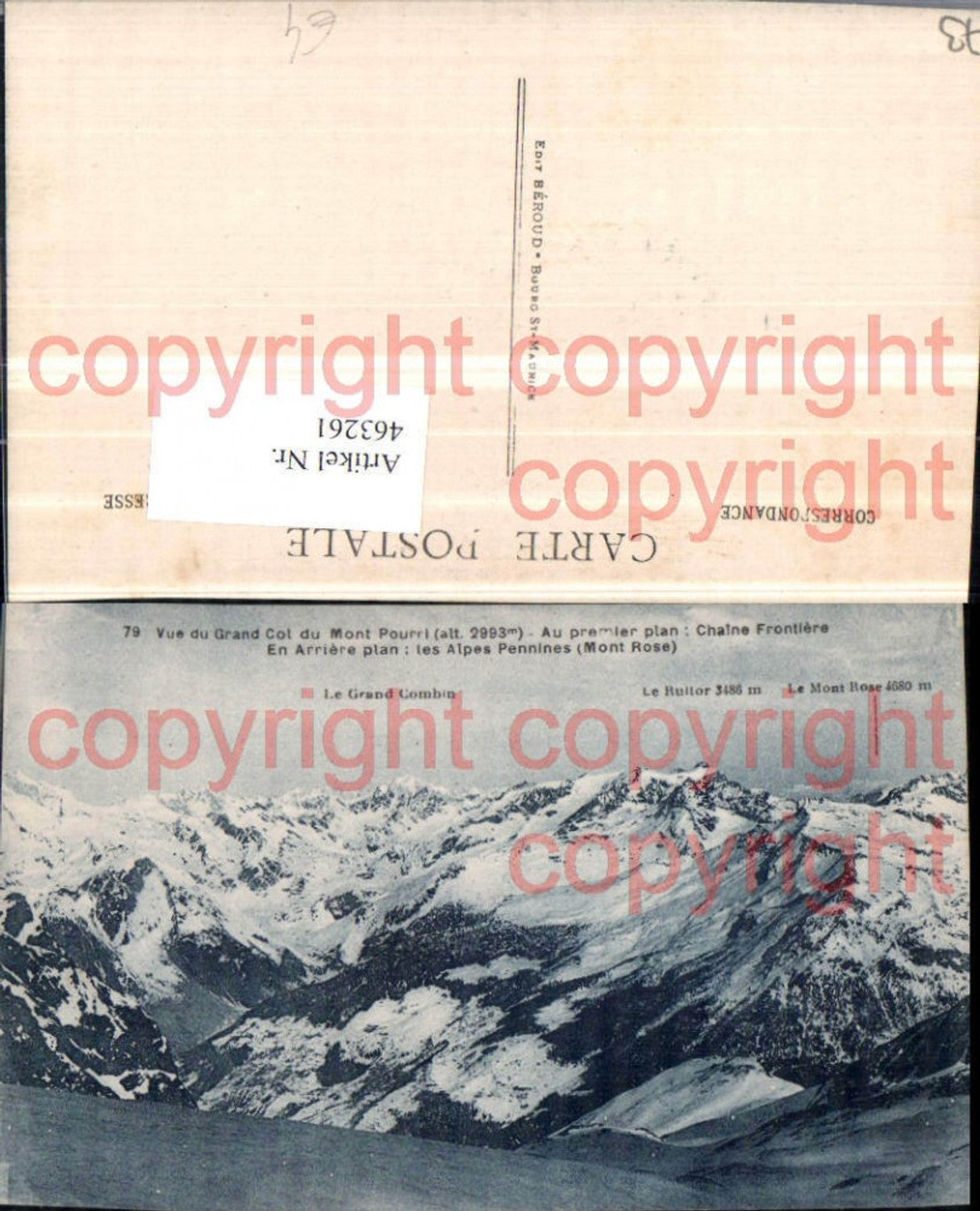 463261,Rhone-Alpes Savoie Col du Mont Pourri Frontiere Alpes Pennines Bergkulisse