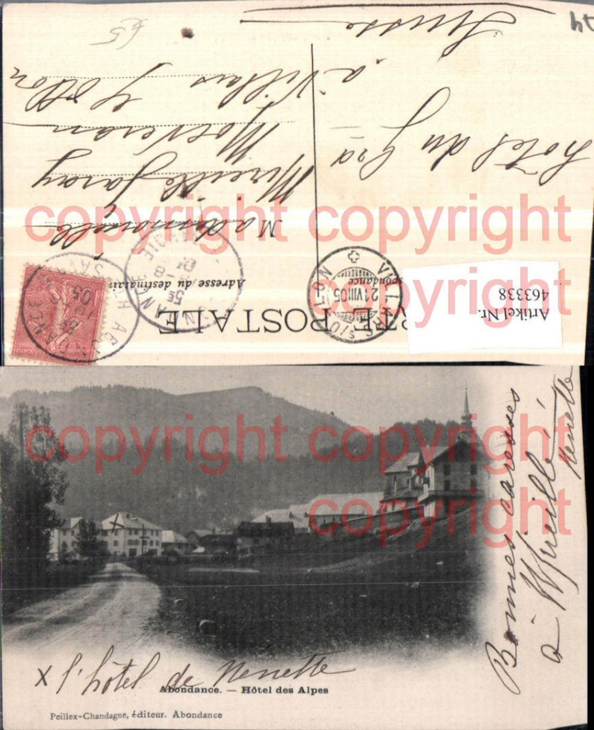 463338,Rhone-Alpes Haute-Savoie Abondance Hotel des Alpes Teilansicht